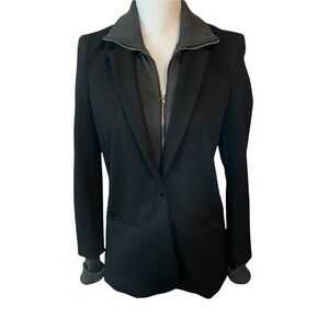 Jamison Park Slope Black Suit Tailored Blazer with attached faux Grey Sweater XS